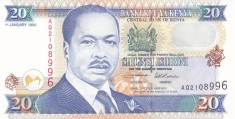 Bancnota Kenya 20 Shilingi 1996 - P35a2 UNC foto