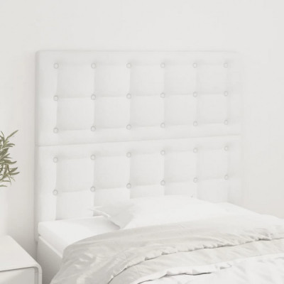 vidaXL Tăblii de pat, 2 buc, alb, 90x5x78/88 cm, piele ecologică foto