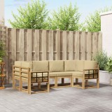 vidaXL Set Canapele Exterior Sectionale Modulare Lemn Acacia Alb Bej 6 Piese Confort Stil Gradina Terasa 245x128.5x73cm