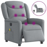 VidaXL Fotoliu electric de masaj rabatabil, gri deschis, microfibră