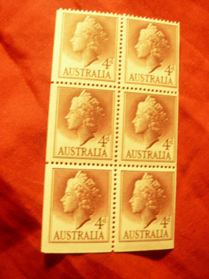 Bloc Australia 1957 - Foaie Carnet Filatelic -6val. de 4p cu 1 laterala nedant. foto