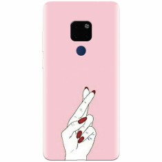 Husa silicon pentru Huawei Mate 20, Pink Finger Cross