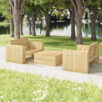 Gossi set mobilier de gradina, 3 piese, lemn masiv pin tratat foto