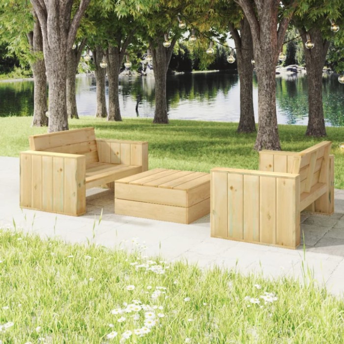 Gossi set mobilier de gradina, 3 piese, lemn masiv pin tratat