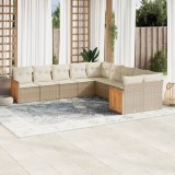 vidaXL Set canapele de grădină cu perne, 10 piese, bej, poliratan 3260434