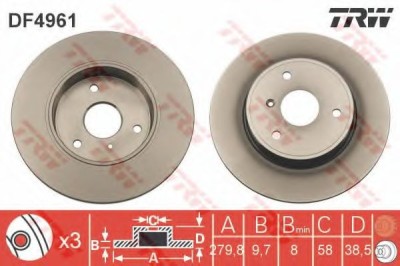 Disc frana SMART FORTWO Cabrio (450) (2004 - 2007) TRW DF4961 foto