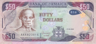 Bancnota Jamaica 50 Dolari 2020 - P94 UNC ( vezi descriere ) foto
