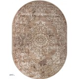 Covor Oval Model Mira 24016-132, Marime 60 x 110 cm, Maro, Inaltime Fir 6 mm, Antialergic, Polipropilena, Living, Dormitor, Sufragerie, Birou