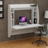 Cumpara ieftin Birou Buglem Elegant cu biblioteca, Alb, 124 x 120 x 55 cm