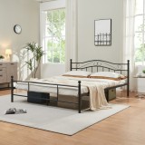 Pat metalic Florenz 160x200 cm, negru mat, stil elegant