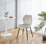 Scaun de living si bucatarie cu cadru metalic, AB104, tapiterie velvet, 89x48x43 cm,100 Kg, Bej