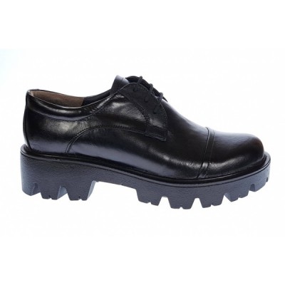Pantofi casual dama din piele naturala cu talpa groasa Negru - P11N foto