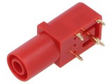 Conector banană 4mm soclu 24A roşu aurit pentru PCB