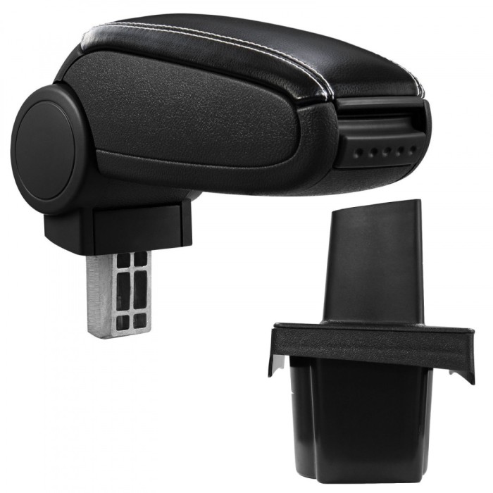 Cotieră pentru &Scaron;koda Octavia 2 (02.2004-06.2013) negru piele ecologica cu cusatura alba ()