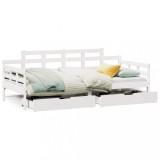 Cumpara ieftin Pat de zi cu sertare, alb, 80x200 cm, lemn masiv pin
