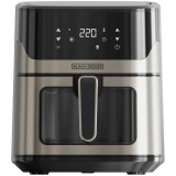 Friteuza cu aer cald BXAF6500E, 6.5 l, Capacitate mancare 1.3 kg, 1600 W, 8 programe, Temperatura ajustabila 80-220 C, Argintiu/Negru