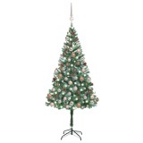 vidaXL Brad Crăciun artificial pre-iluminat globuri/conuri pin 180 cm 3077614
