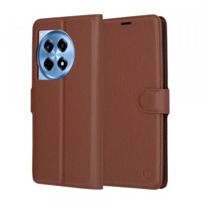 Husa pentru OnePlus 12R, Techsuit, Leather Folio, Maro foto