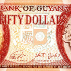 Guyana, 50 Dolari 2016 (comemorativa: 50 ani Independenta), UNC, clasor A1