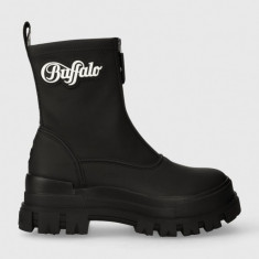 Buffalo botine Aspha Rain Zip femei, culoarea negru, cu toc plat, 1622323