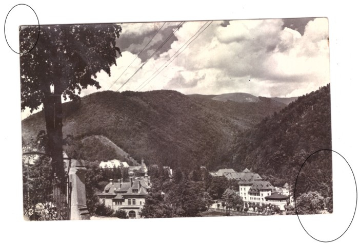 CP Sinaia - Vedere, RPR, circulata 1958, doua colturi indoiate