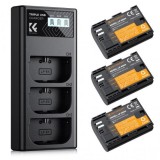 K&amp;F Concept K&amp;F LP-E6NH Camera Battery 2250mAh, 3-pack + Charger LCD display charger set
