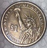 Cumpara ieftin MONEDA USA,ONE DOLLAR JOHN TYLER(10th PRESIDENT)/ PRET !SE VINDE MONEDA DIN POZE, America de Nord