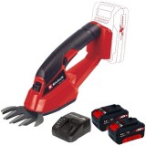 Einhell GC-CG 18/1 Li PXC + Twinpack + 4514095 - Masina de tuns gard viu 100 cm + Set 2 acumulatori si incarcator Li-Ion 18 V 4 Ah