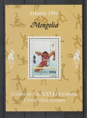 Mongolia 1996 - #670 J.O. de Vara Atlanta - S/S 1v MNH foto