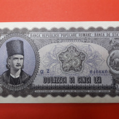 Bancnota 25 lei 1952 serie albastra - o cifra la serie - UNC