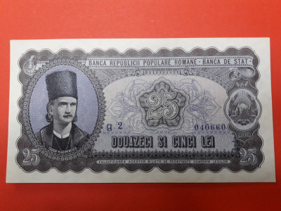 Bancnota 25 lei 1952 serie albastra - o cifra la serie - UNC foto