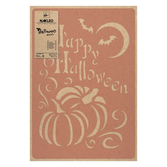 Halloween Reutilizabil Plastic Șablon // HAPPY HALLOWEEN &ndash; DOVLEAC - MARE (59x95cm)