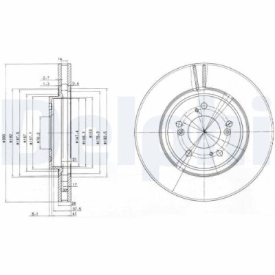 Set discuri frana Acura Rl; Honda Accord 6 (Ck, Legend 3 (Ka), 3.5, 2.2 Type-R (CH1), 3.5 1 24V (KA9), punte fata, 300x28, ventilat, DELPHI foto