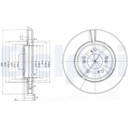 Set discuri frana Acura Rl; Honda Accord 6 (Ck, Legend 3 (Ka), 3.5, 2.2 Type-R (CH1), 3.5 1 24V (KA9), punte fata, 300x28, ventilat, DELPHI