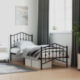 Cumpara ieftin Cadru pat metalic cu tăblii de cap/picioare&nbsp; negru, 80x200 cm