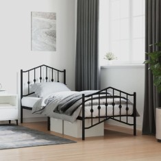 vidaXL Cadru pat metalic cu tăblii de cap/picioare&nbsp; negru, 80x200 cm 373798