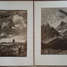 Reclame Lufthansa// reproduceri perioada WWII gravuri Wassili Nikolajewitsch
