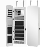 HOMCOM Dulap pentru Bijuterii Montabil pe Perete cu Oglindă Internă și LED-uri, &Icirc;nălțime 120 cm, Economisire Spațiu, Sertare, &Icirc;ncuietoare și Cheie, Po