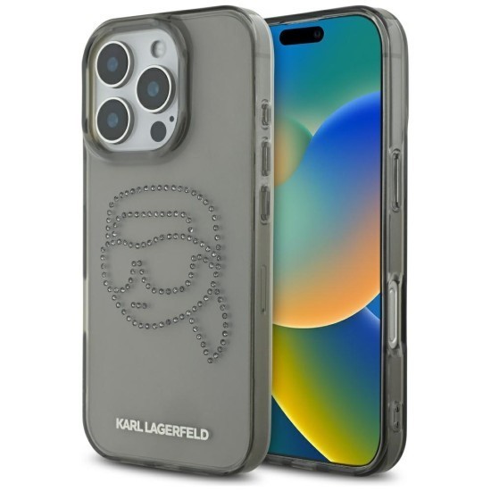 Husa pentru iPhone 16 Pro - Karl Lagerfeld IML Rhinestones (KLHCP16LHKHDCELK) - Karl Head