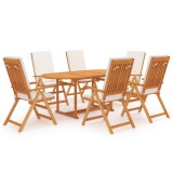 vidaXL Set mobilier de grădină cu perne, 7 piese, lemn masiv de tec
