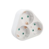 Triplu Stecher SPACER, Schuko, max 3500W, 16A, protectie copii, 3 prize Schuko, 1 stecher Schuko, &quot;SPMS-3-WH&quot; (timbru verde 0.8 lei)
