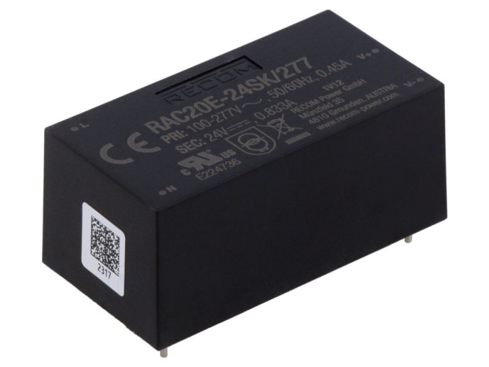 Convertor AC/DC 20W 24V pentru PCB