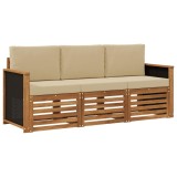 vidaXL Seturi de canapele cu pernă 3 pcs Lemn Solid de Acacia 3383954