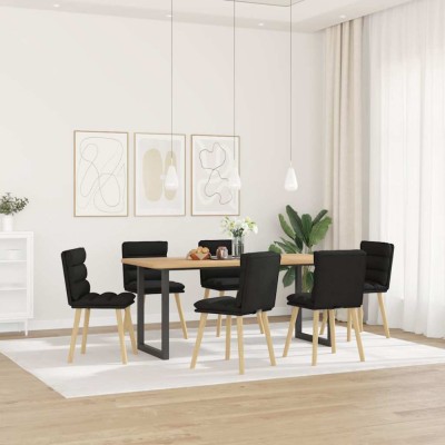 vidaXL Scaune de sufragerie 6 buc. negru material textil foto