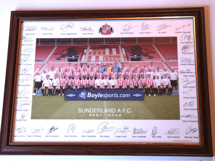 Foto-poster inramat- echipa de fotbal AFC SUNDERLAND(Anglia) autografe printate
