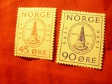 Serie Norvegia 1960 - 200 Ani Societatea Stiintifica Regala , 2 valori, Nestampilat