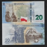 POLONIA 20 ZLOTI / ZLOTYCH 2024 , UNC , P- 198 , 80 Ani de la Revolta din Varsovia , in folder bancar , necirculata