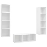 Cumpara ieftin Set de dulapuri TV, 3 piese, alb, lemn prelucrat