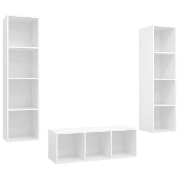 Set de dulapuri TV, 3 piese, alb, lemn prelucrat