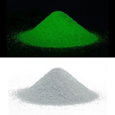 Nisip fosforescent alb care lumineaza verde in intuneric, granulatie fina, 500 grame